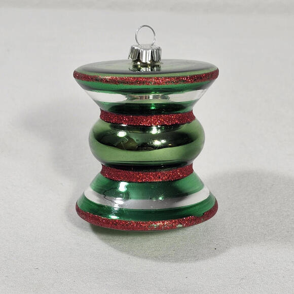 Vintage Christopher Radko Shiny Brite Striped Glitter Mercury Glass Ornament - Picture 1 of 6